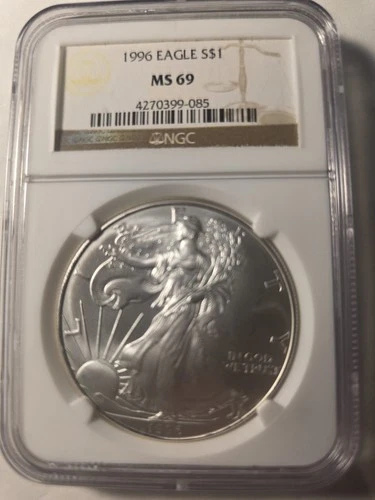 1996 SILVER EAGLE NGC MS69 SET BROWN LABEL - 10th Year *KEY* Date