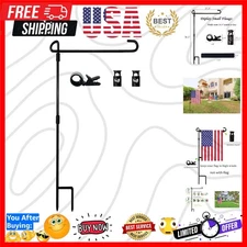 Garden Flag Stand-Holder-Pole with Flag Stopper and Clip Waterproof Powder-Co...