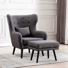 WINSLOW WING BACK OCCASIONAL BEDROOM LIVING ROOM BUTTON BACK FABRIC ACCENT CHAIR
