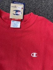 VINTAGE 90s Champion Reverse Weave Small Crewneck Sweatshirt Red Made in USA