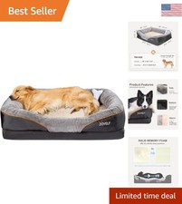 Comforting XLarge Memory Foam Dog Bed with Washable Cover  Plush Squeaker Toy