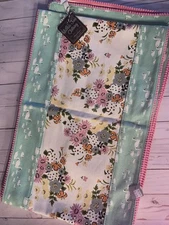 Matilda Jane Feathered Friend Table Runner Floral  Stripe Reversable 88" x13.5"
