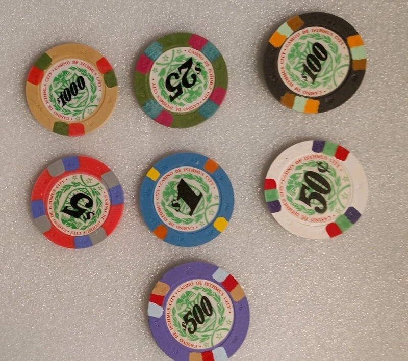 CASINO DE ISTHMUS poker Chips. LOT ALL FOR ONE MONEY
