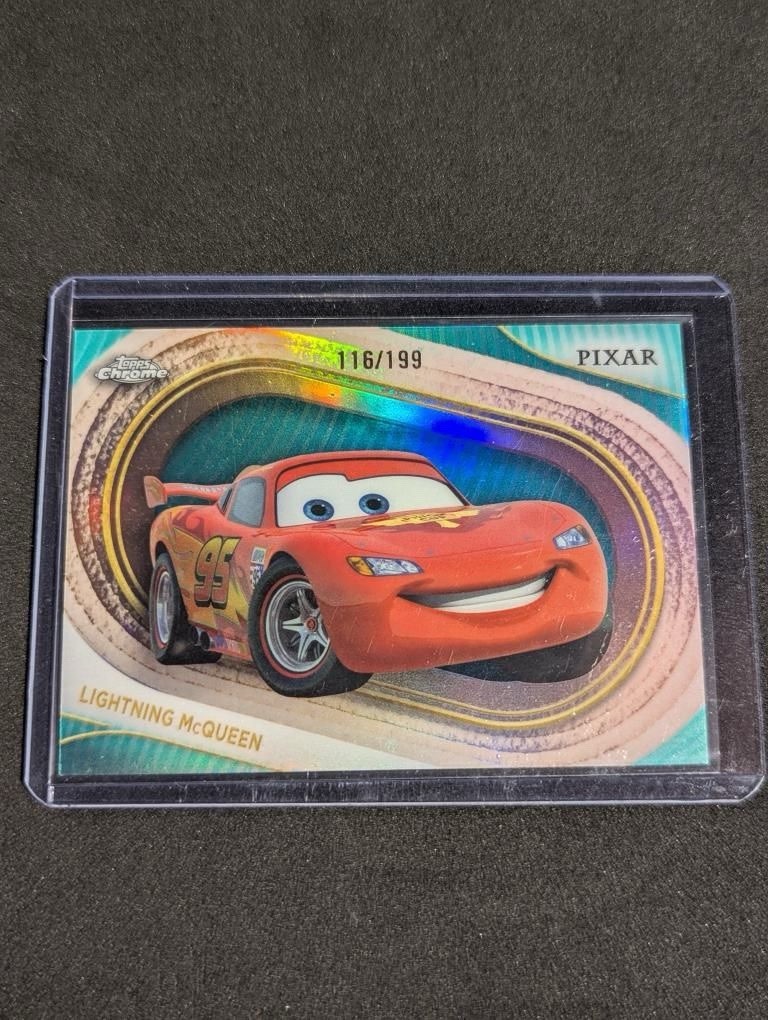 2025 Topps Chrome Disney #50 LIGHTNING MCQUEEN Aqua Refractor /199