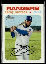 2020 Topps Heritage Chrome White Refractors Danny Santana 18/71 Texas Rangers