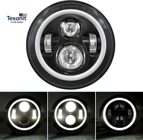 Faro proiettore LED DOT 7 pollici Halo 7" con alone bianco per Electra Glide Stre - Foto 8 di 12