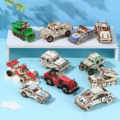 3D Puzzle Wooden DIY Gift Festival Boy Plane Tank Cabin Building Blocks Jigsaw