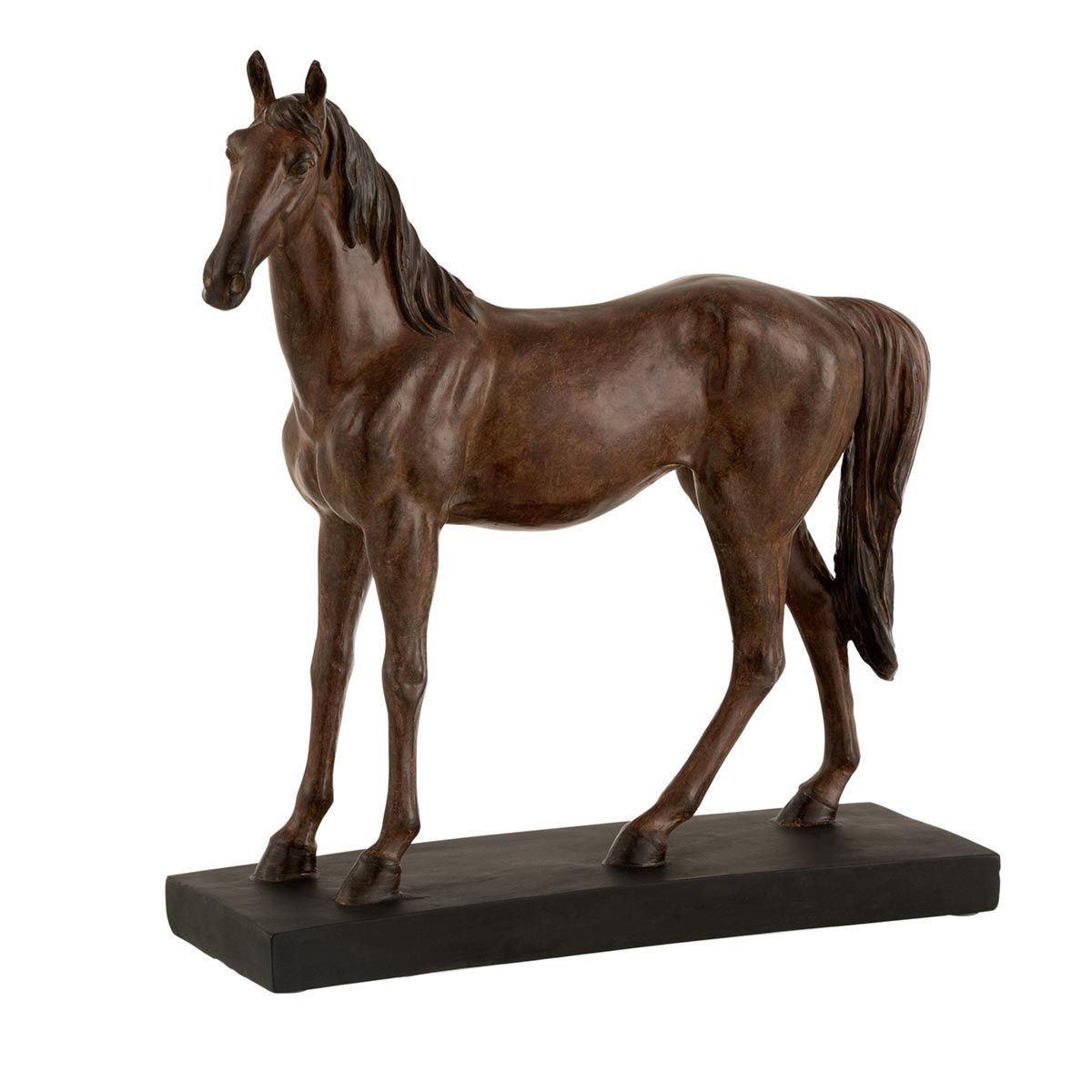 Cheval statuette déco marron de 28cm pour sublimer une bibliothèque en bois