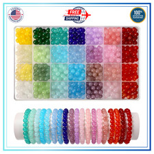 700pcs Glass Beads Kit for Jewelry Making 28 Colors 8mm Crystal Beads Bulk New
