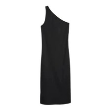 NWT Gap Black Rib One-Shoulder Asymmetrical Midi Dress XL