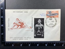 Dumitru Parvulescu Wrestling 1960 Rome Olympic Filagrano Gold Medal Cachet Cover