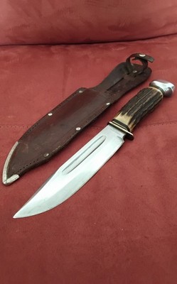 PLZ READ 1960's GERMANY STAG BOWIE SOLINGEN VY GD KNIFE SEE PUMA MARBLES EDGE CO