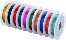 GBSTORE 10 Rolls 0.3Mm Versatile Colorful Bare Copper Wire Making Beading Jewelr
