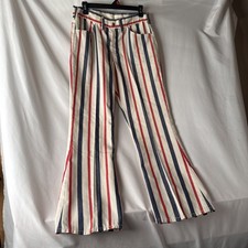 Vtg 60s 70s Big Yank American Striped Bell Bottom Flare Pants 30x29 Talon Rock