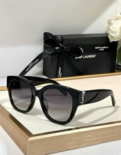 Saint Laurent SL M95 Sunglasses Women Black Oversized Cat Eye Fashion 56-20-145