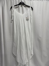 White   V- Neck  Asymmetric  Cotton  Dress –  One Size
