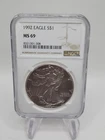 1992 American Eagle NGC MS69 Brown Label Rare- 0.999 Silver 1 Oz Ounce Art Coin