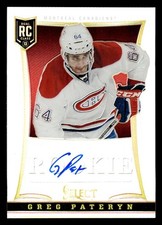 2013 PANINI SELECT GREG PATERYN 209 NRMT-MT RC AUTOGRAPH PRIZMS 92/99 CANADIENS