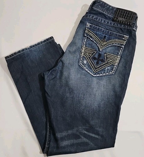 AFFLICTION Black Premium Blue Jeans Men's 38 GRANT Straight Leg BUCKLE Exclusive - Picture 3 of 10