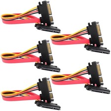  5-pack 15 7 Pin SATA HDD Extension Cable Data Power Male to Female, 11" / 28cm
