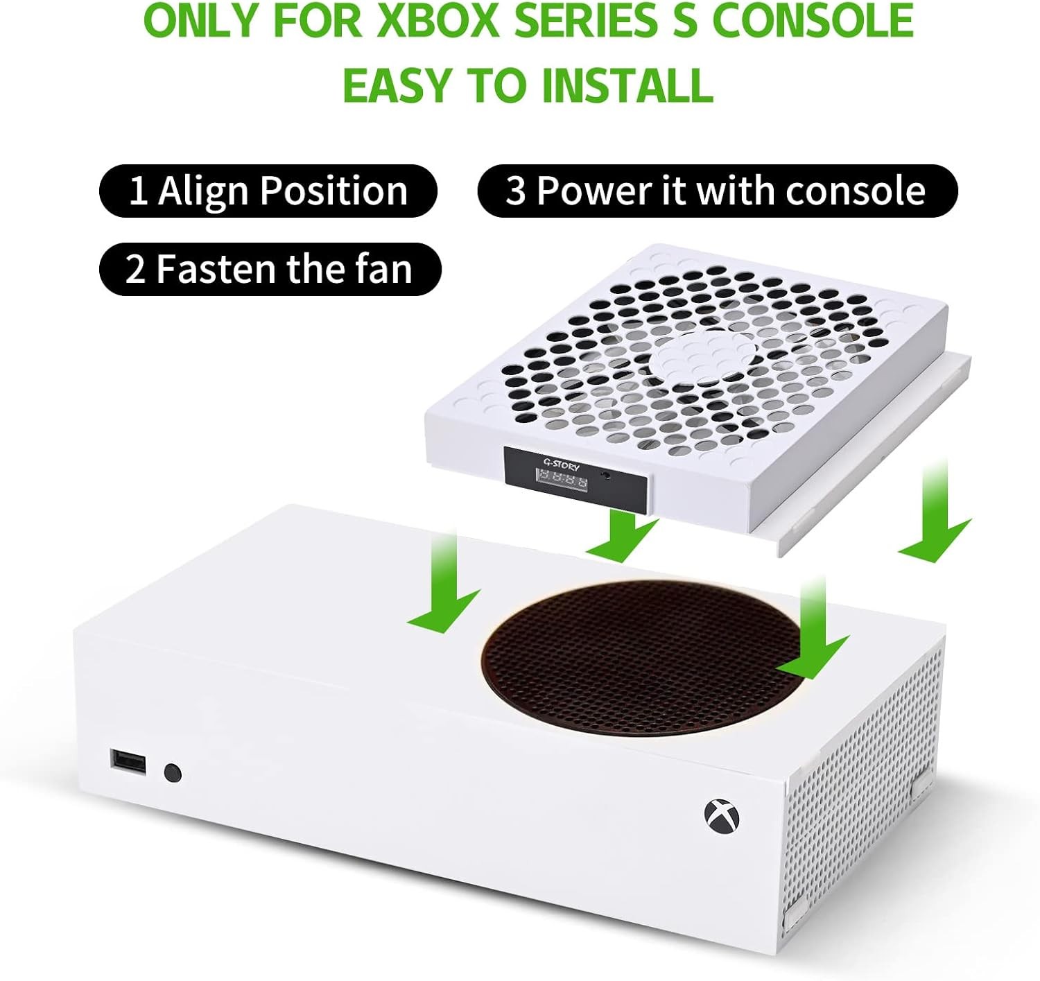 Ventola di Raffreddamento per Xbox Series S, 3 Velocità 1500/1750/2000RPM, Bianco, LED RGB, foto 2