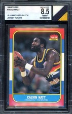 Calvin Natt Card 1986-87 Fleer Game Used Patch Jersey #79 BGS 8.5