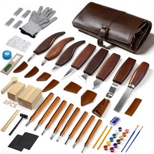 Wood Carving Kit, 68PCS Complete Whittling Kit with Leather Storage Bag,16 Ca...