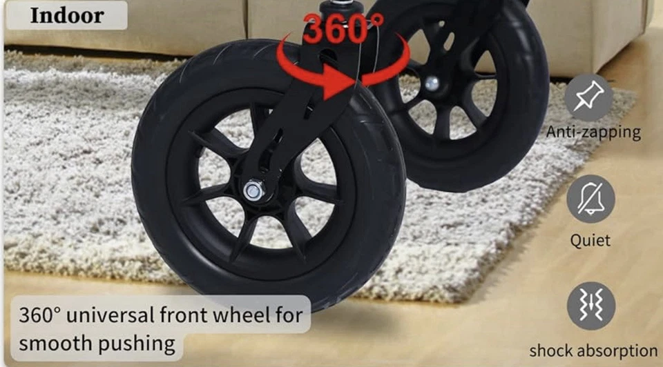 HENMNII All Terrain Rollator Walker for Seniors w/ Seat 8” Front Wheels - Black - Image 4 of 4