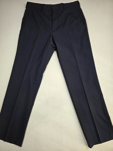 Pantalone uomo J Crew 100% lana 34x32 blu navy piatto davanti elegante - Foto 1 di 4