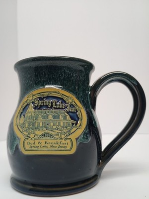 Deneen Pottery Spring Lake Inn Bed & Breakfast Mug - Rare - Blue/Green - 1888