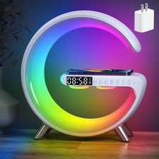 Smart LED Table Bedside Lamp with Bluetooth Speaker  App Control, 15W Fast W...