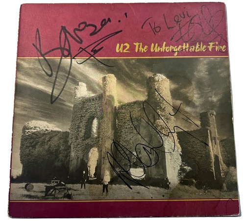 U2 Autograph Signed Bono, Larry, Edge, Adam The Unforgettable Fire RARE ACOA LOA
