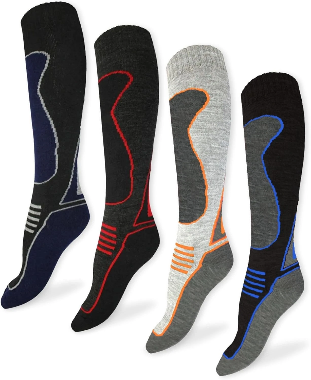 Mens Ski Socks (4-Pack) | Long Thermal For Skiing, Snowboarding,...