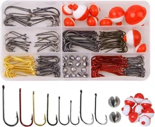 Fishing Tackle Box Kit Beginners Equipment, 215pcs Include Hooks,... 