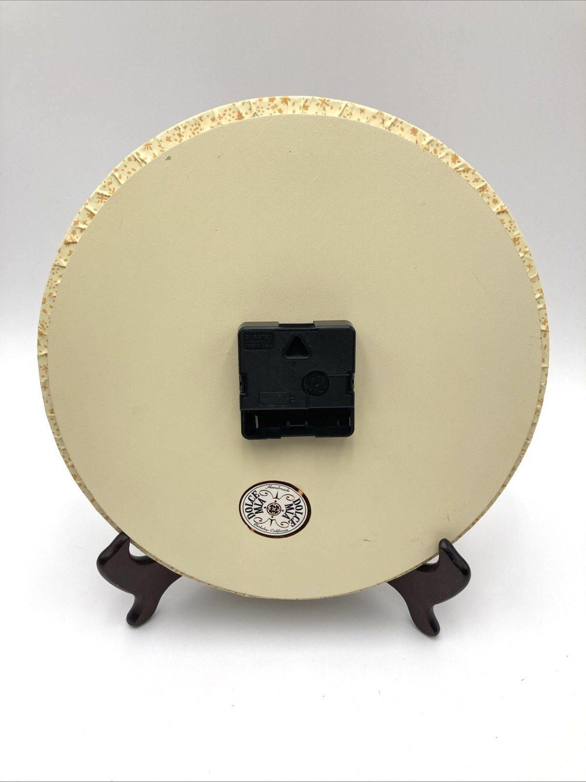 Dolce Mia Nursery Clock Circus Animals Fabric Handmade Vtg Berkeley CA 10” Works