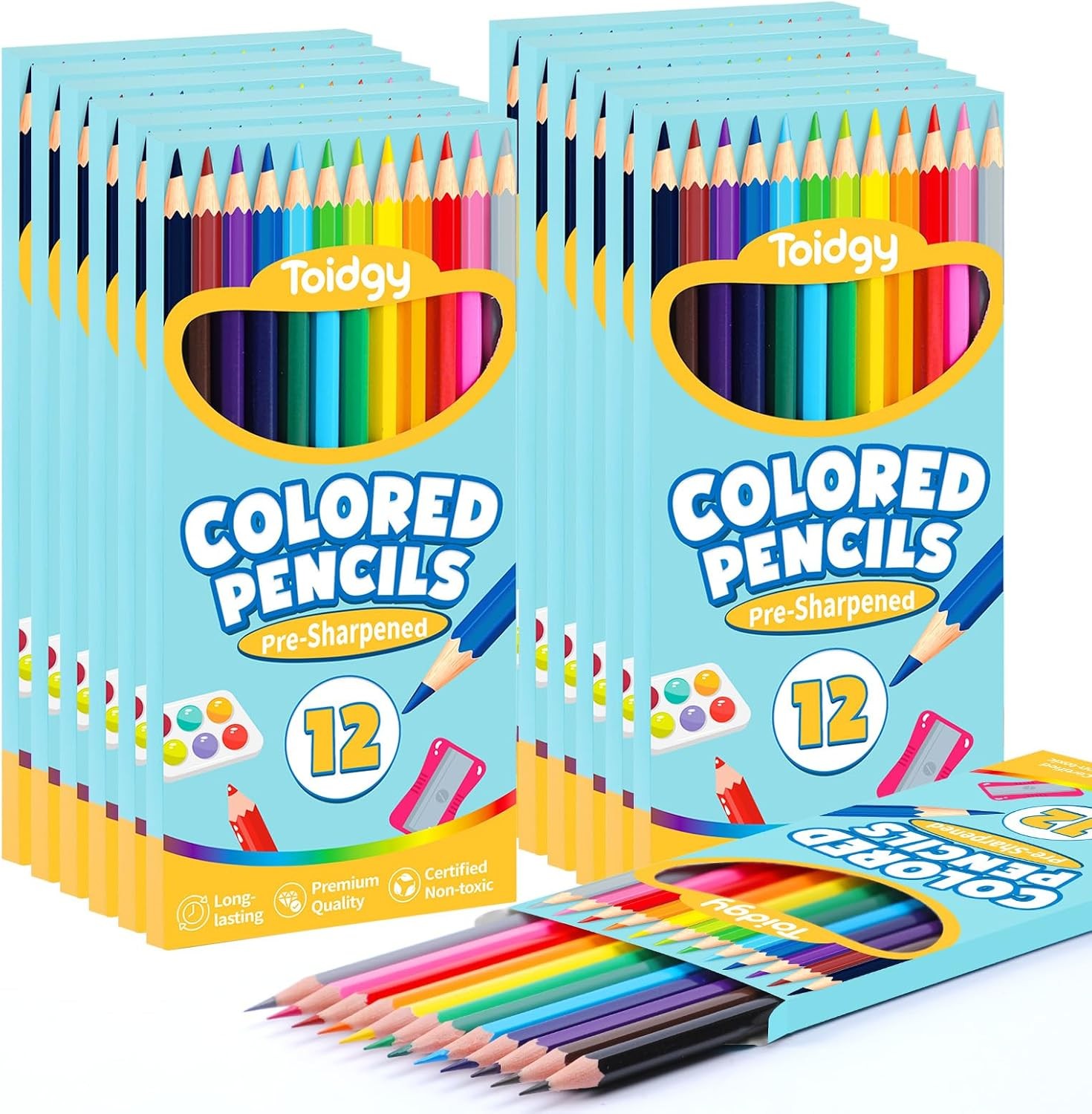 S For Kids, 12 Packs Colored Pencils Bulk 12 Colors