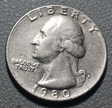 1980 D LIBERTYQUARTER WITH ERRORS
