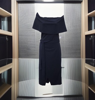 New Girl In Mind Size 14 Navy Blue Lucia Off Shoulder Bardot Bodycon Belt Dress