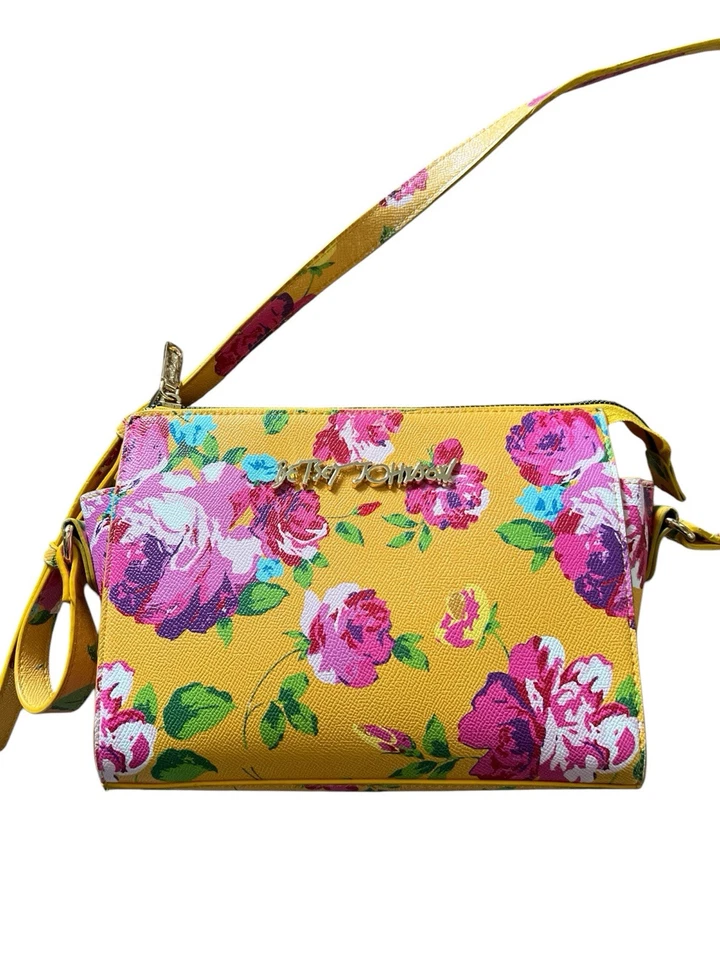 BETSEY JOHNSON 皮革花卉斜挎包手提包钱包二手状况完好 — 第 2/4 张图片