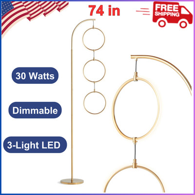 Nova 74 Inch Antique Brass Industrial 3-Light LED Energy Efficient Floor Lamp