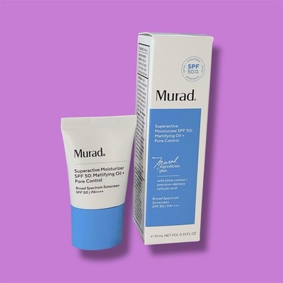 NEW Murad SuperActive Moisturizer SPF50 Mattifying .33oz Mini Travel Exp 5/2027