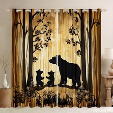 Cute Bear Darkening Drapes 2 Panels, 52 x 84 Inch Wild Animal Curtains for ...