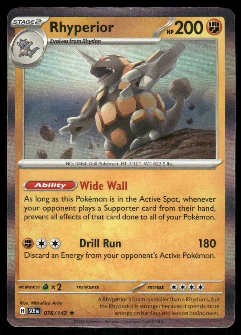 Rhyperior 76/142 - Stellar Crown - Holo Rare NM