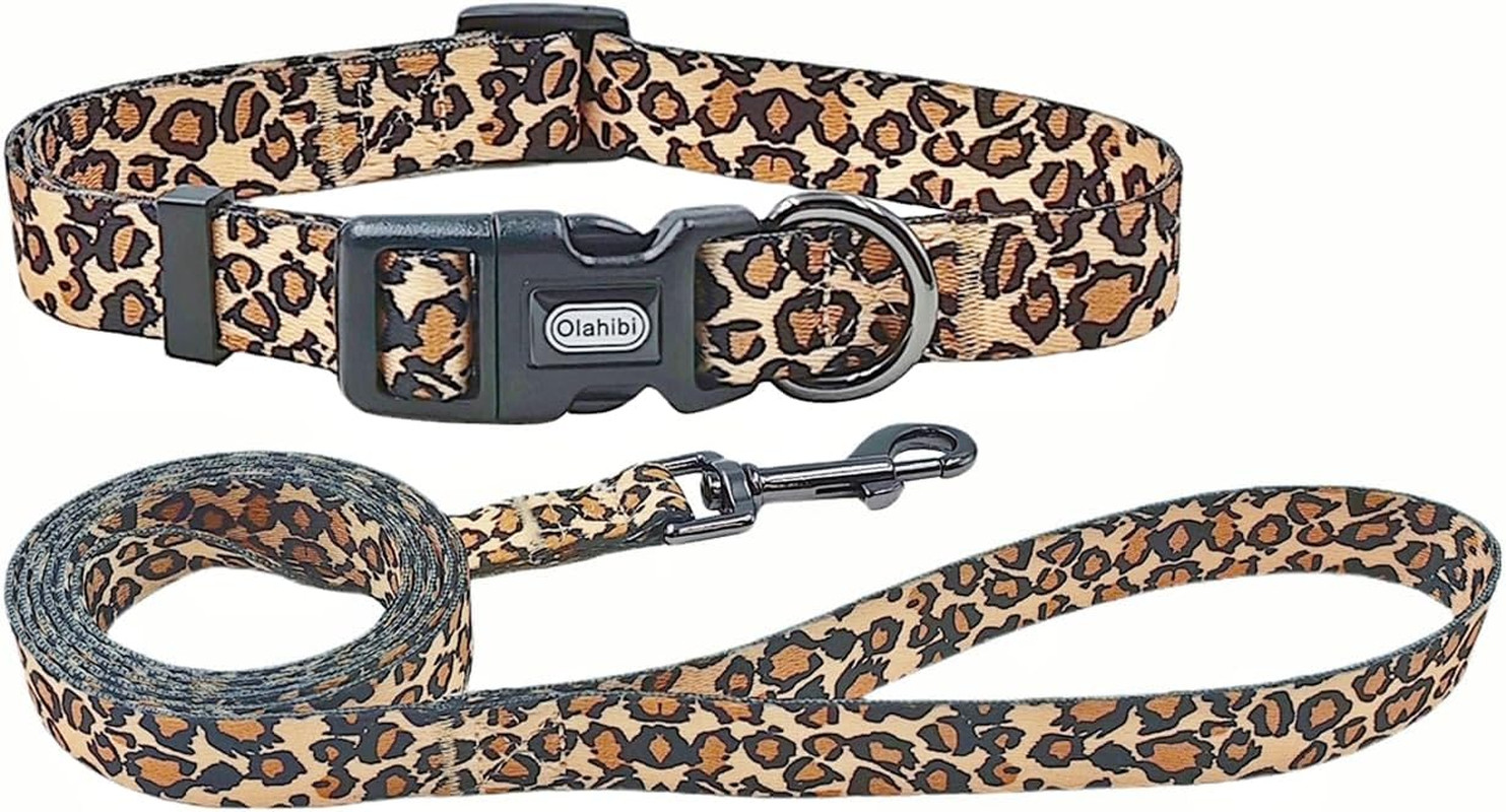 Dog Collar Leash Set, Leopard Pattern, Polyester Material, Adjustable Collar and - Thumbnail 10