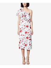 FAME AND PARTNERS Womens White Sleeveless Tea Length Sheath Dress 8