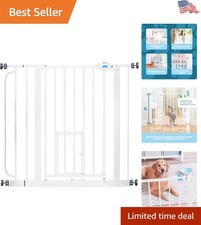 Durable Carlson Extra Wide Dog Safety Gate with Built-In Small Pet Door 29-36.5  