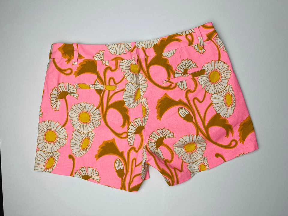 Pantalones Cortos Julie Marrón Talla 6 Para Mujer Rosa Brillante Floral Playa Informal Viscosa Lino Foto 2 de 4