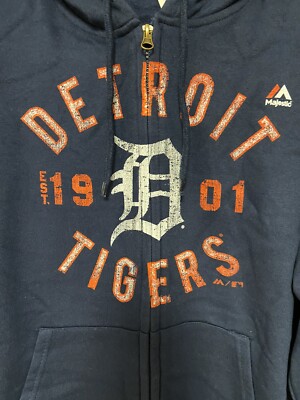 Detroit Tigers MLB Men's Majestic Zip Up Jacket Navy Large | eBay