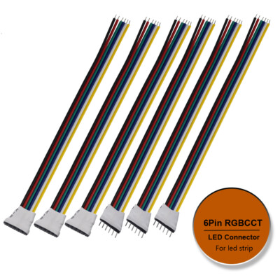 6pin LED strip Connector Male Female Cable Wire For 5050 RGB CCT Flexible Strip