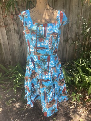 Pukavt Amazon Hawaiian Fit Flare Dress XL Blue Pukavt Amazon Hawaiian Fit Flare Dress XL Blue